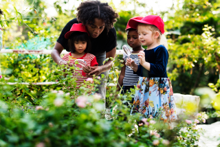 Image of kids and adults in garden