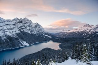 Arial view of mountains and water