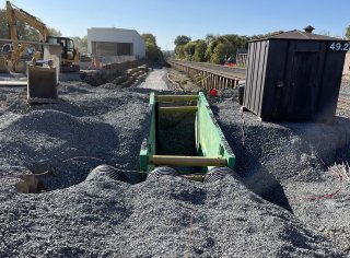 Trench box in the ground