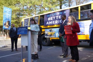 Electric school bus program rollout event