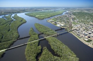 Aerial image of the Mississippi River in Iowa